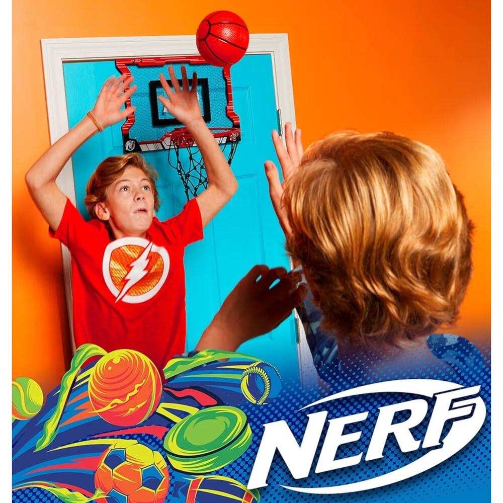 12665 NERF Basketball Hoop Set Pro Mini 18x12 Red Standard NEW Board, Ball, Pump